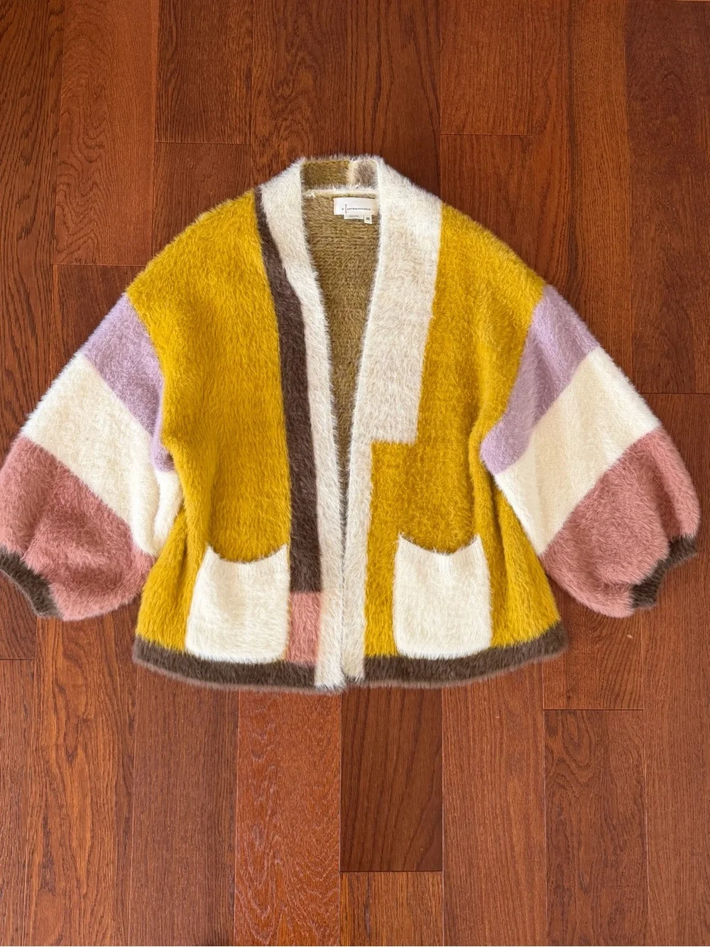 Anthropologie Colorblocked Eyelash Cardigan One Size - Picture 9 of 11